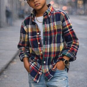 Colorful Plaid Button-Up Shirt